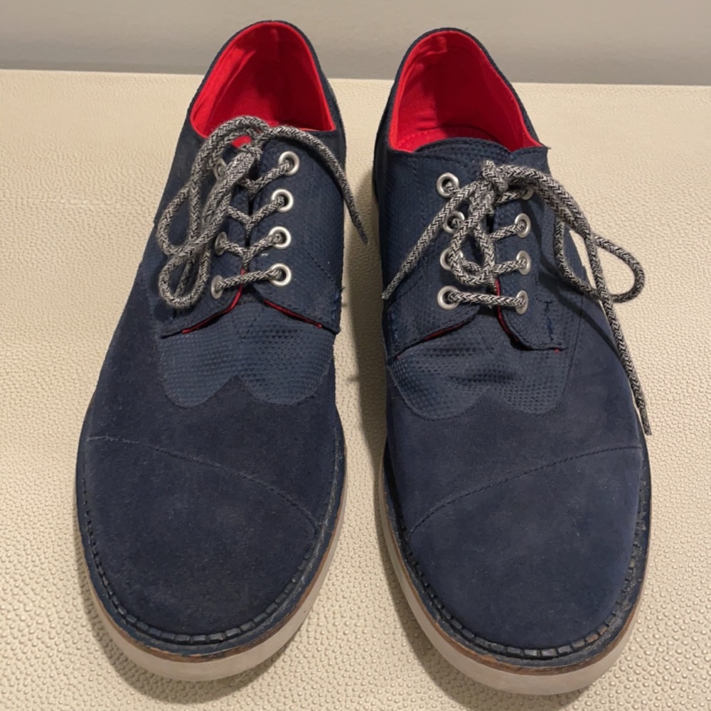 TOMS blue suede shoes